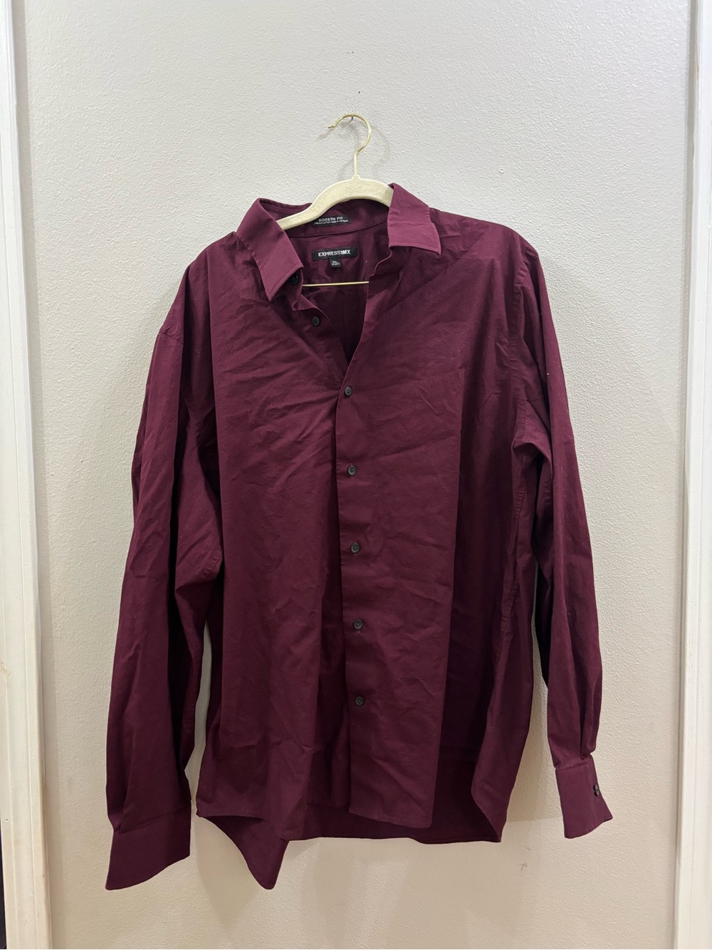 Express Men’s Burgundy Button-Down Dress Shirt
